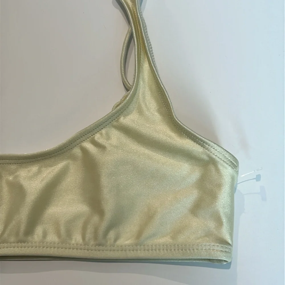 Ris-k shiny gold bikini swim top size small new